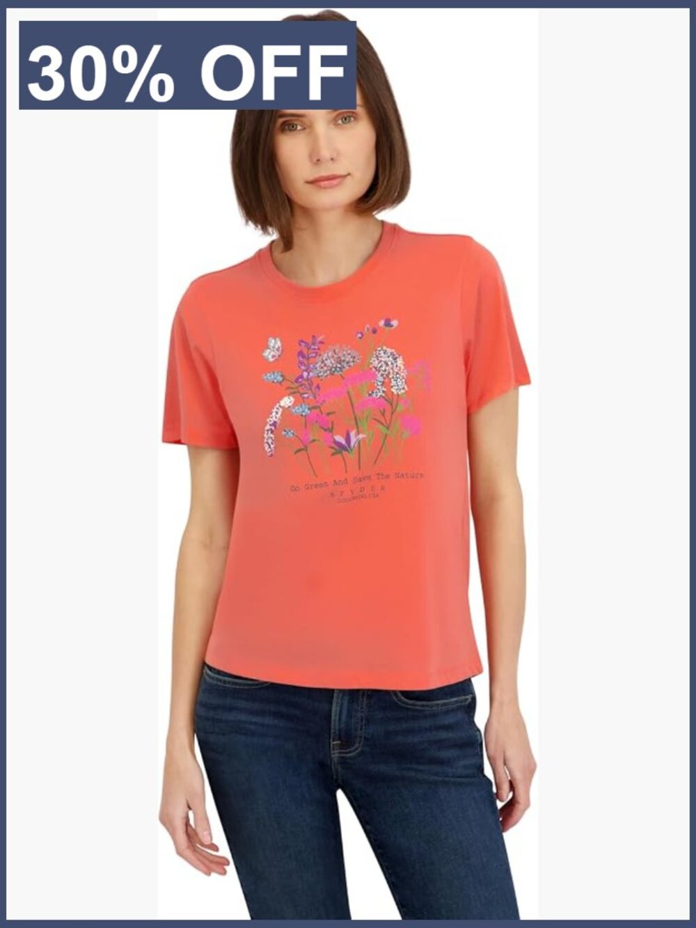 Floral Graphic Short Sleeve Tee - Regular Fit Crew Neck T-Shirt
